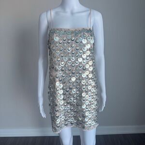 Flawed ASOS Design Silver Sequin Mini Dress Size 4